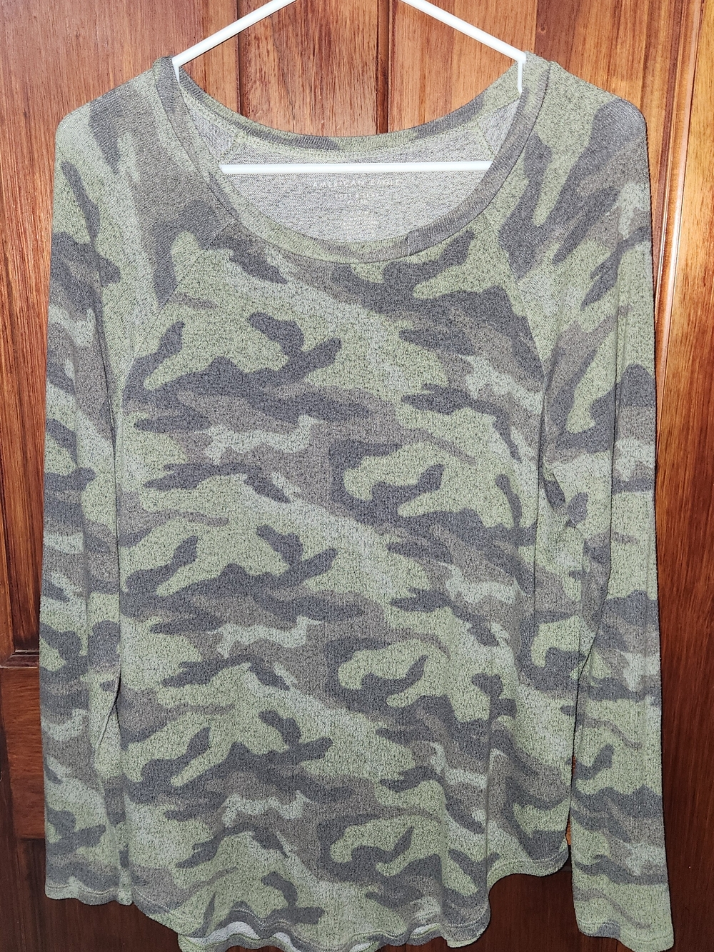 American Eagle Camo Long Sleeve Tee - Olive & Gray